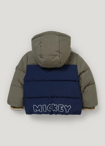 Оливковая (хаки) демисезонная стеганая куртка mickey mouse C&A