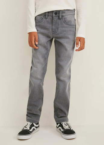 Серые демисезонные джинсы на флисе slim C&A
