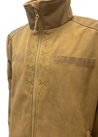 Кофта Tactic4Profi флис койот мембрана на молнии с планкой с вышивкой Орнамент №2 р. 2XL (52) 4PROFI (274401695)