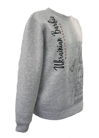 Сірий світшот жін. міла тринитка з начосом сірий меланж з принтом лялька-мотанка роз.2xl 4PROFI (275096509)