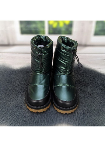 Зеленые ботинки дутики женские на меху Bashili