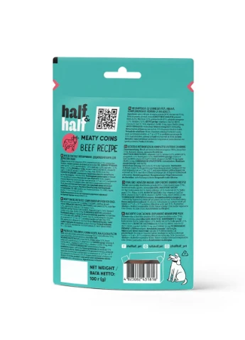 Ласощі для собак у формі м'ясних монеток з яловичиною, 100 г Half&Half (275105366)