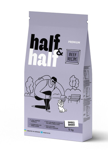 Сухой корм для взрослых собак маленьких пород, с говядиной, 12 кг Half&Half (275105372)