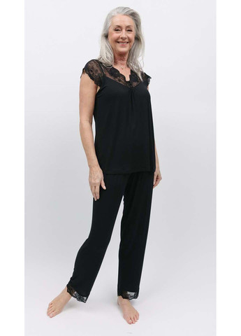 Чорна всесезон піжама футболка + штани Nora Rose Winnie 1855