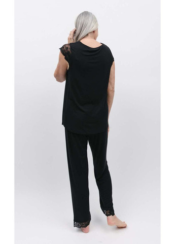Чорна всесезон піжама футболка + штани Nora Rose Winnie 1855