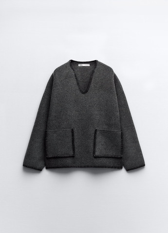 Темно-серый демисезонный свитер Zara