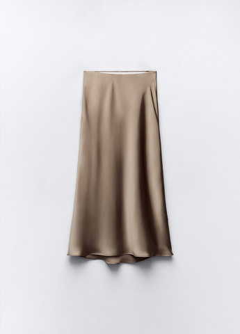 Серо-коричневая праздничный однотонная юбка Zara