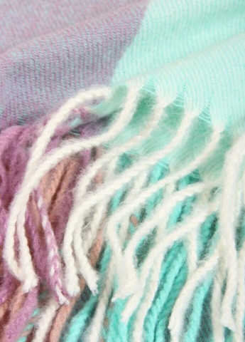 Кашеміровий палантин шарф у клітину з бахромою PASHMINA м'ятно-бузковий No Brand (275334206)