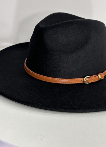 Шляпа Федора с широкими полями 9,5 см и ремешком VOGUE черная No Brand (275334203)