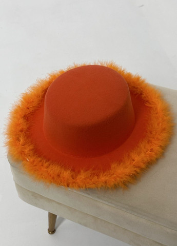 Шляпа канотье с устойчивыми полями (6 см) украшенная перьями No Brand (275394883)