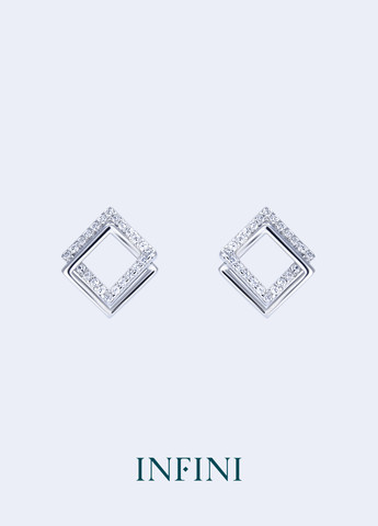 Сережки срібні з подвійними квадратами Infini (276004317)