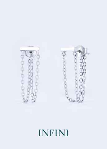Сережки срібні з підвісками із ланцюжків Infini (276004308)