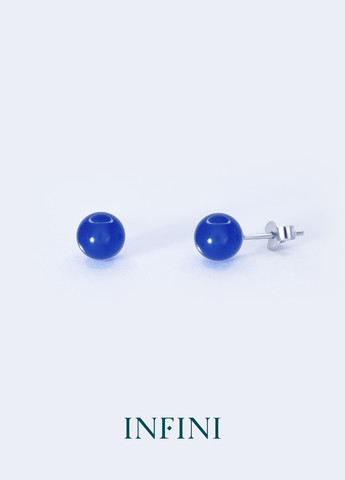 Сережки срібні з намистинами із синього кварцу Infini (276004312)