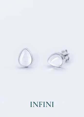Сережки срібні у формі краплі із котячого ока Infini (276004311)