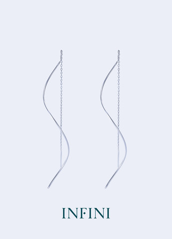 Сережки срібні-протяжки у формі хвилі Infini (276004321)