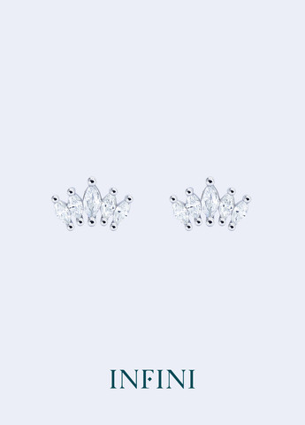 Сережки срібні у вигляді тіари із цирконів Infini (276004305)