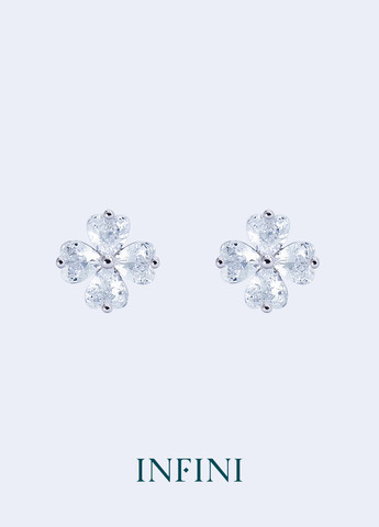 Сережки срібні у формі квітки із цирконів Infini (276004316)