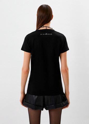 Женская черная футболка с логотипом John Richmond - (275469849)