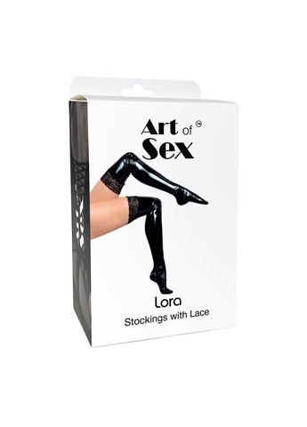 Сексуальные виниловые чулки - Lora с кружевом, размер L, цвет красный Art of Sex (275733086)