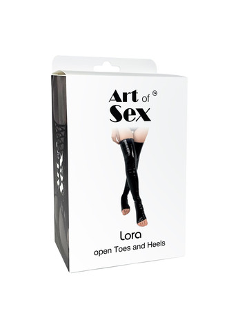 Сексуальные виниловые чулки - Lora с открытыми пальцами и пяткой, размер L, черные Art of Sex (275733115)