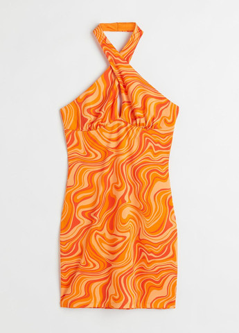 Помаранчева повсякденний сукня H&M з абстрактним візерунком
