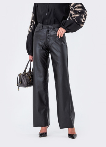широкие брюки из экокожи чёрного цвета Dressa (275866581)