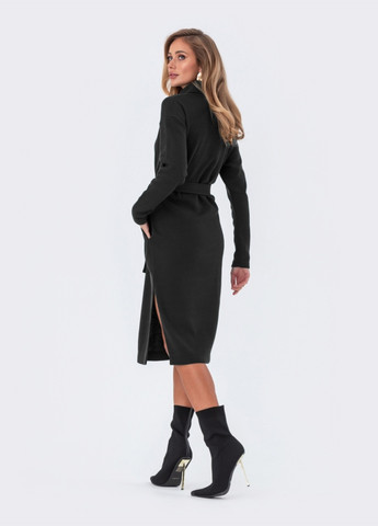 Черное чёрное платье-гольф приталенного силуэта с поясом Dressa