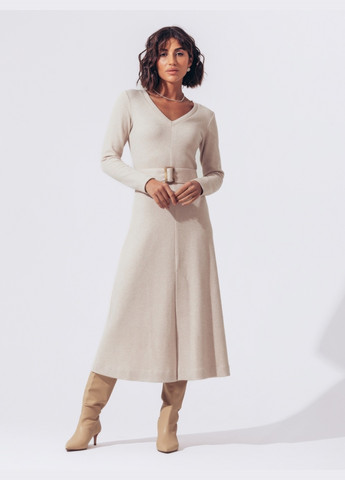 Бежева сукня-міді бежевого кольору з ангори з поясом Dressa