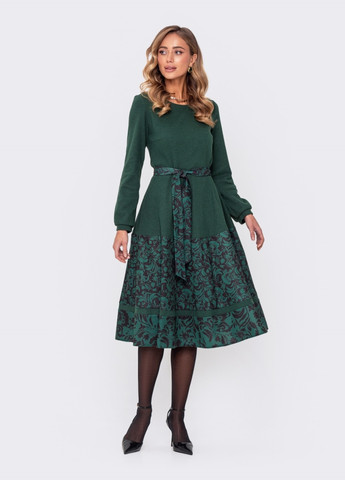 Зеленое платье-миди зелёного цвета с поясом Dressa