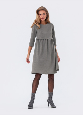 Сіра сукня-трапеція з люрексом сіра Dressa