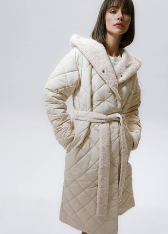 Молочне зимнє Пальто стьобане зимове з капюшоном AL