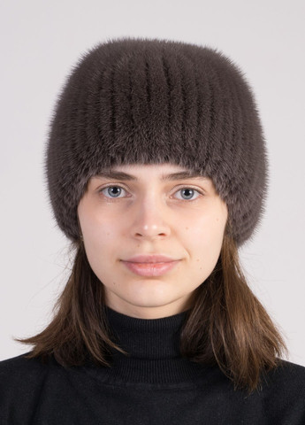 В'язана жіноча хутряна норкова шапка Меховой Стиль мия (275999564)