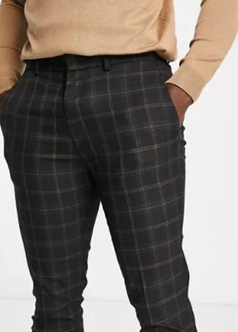 Темно-коричневые классические демисезонные зауженные брюки Asos