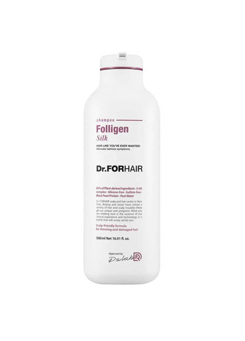 Шампунь для сухого та пошкодженого волосся Folligen Silk Shampoo 500 мл Dr.Forhair (276057276)