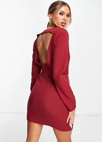 Бордовое коктейльное плаття бандажное Missguided однотонное
