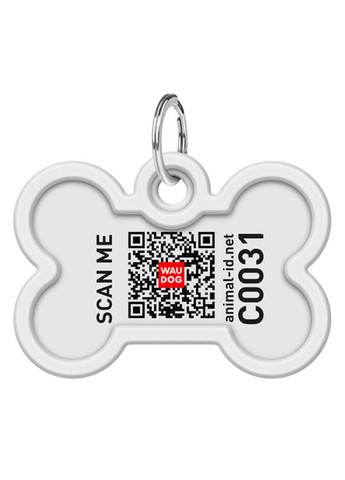 Адресник для собак і котів металевий Smart ID з QR паспортом"NASA", кістка, Д 40 мм, Ш 28 мм WAUDOG (276386980)