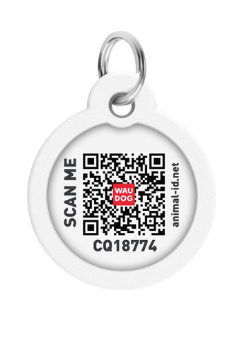 Адресник для собак і котів металевий Smart ID з QR паспортом"Вишиванка", коло, Д 30 мм WAUDOG (276387414)