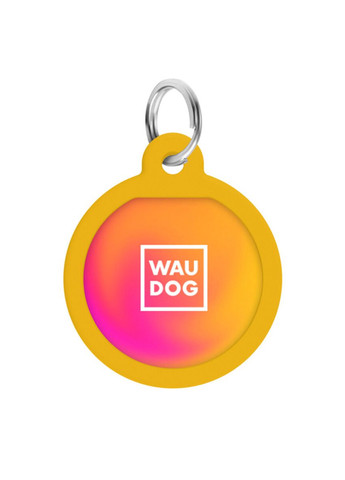 Адресник для собак и кошек металлический Smart ID с QR паспортом "Градиент оранжевый", круг, Д 25 мм WAUDOG (276387069)