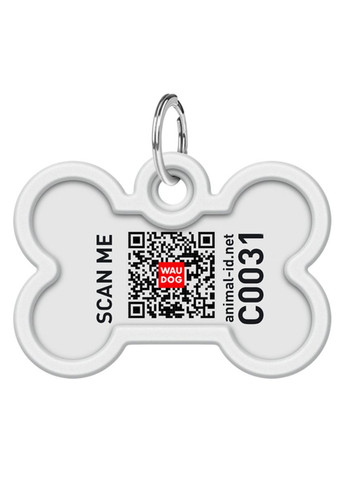 Адресник для собак і котів металевий Smart ID з QR паспортом"Дім", кістка, Д 40 мм, Ш 28 мм WAUDOG (276387045)