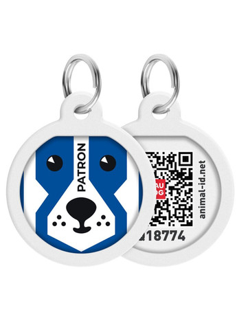 Адресник для собак і котів металевий Smart ID з QR паспортом"Патрон", коло, Д 25 мм WAUDOG (276387554)