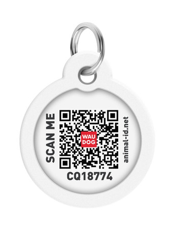 Адресник для собак і котів металевий Smart ID з QR паспортом"Геометрія", коло, Д 30 мм WAUDOG (276387357)