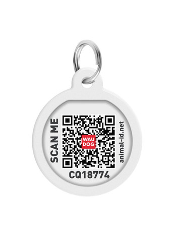 Адресник для собак та котів металічний Smart ID з QR паспортом"Геометрія", круг, Д 25 мм WAUDOG (276387512)