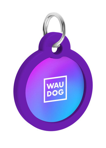 Адресник для собак и кошек металлический Smart ID с QR паспортом "Градиент фиолетовый", круг, Д 30 мм WAUDOG (276387564)