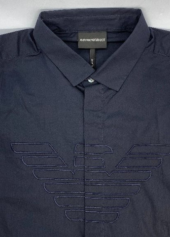 Темно-синяя кэжуал рубашка однотонная Emporio Armani