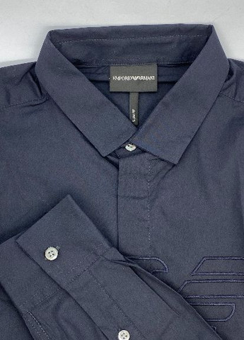 Темно-синяя кэжуал рубашка однотонная Emporio Armani