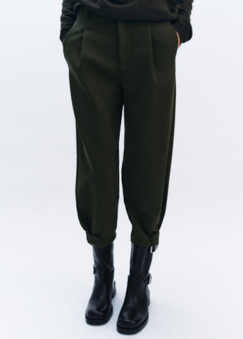 Хаки классические демисезонные брюки Zara