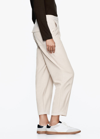Песочные классические демисезонные брюки Zara