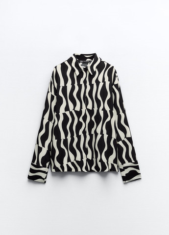 Черная праздничный рубашка с абстрактным узором Zara