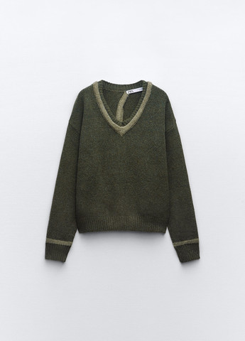 Темно-зеленый демисезонный свитер Zara