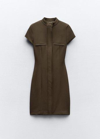 Серо-коричневое повседневный платье Zara однотонное